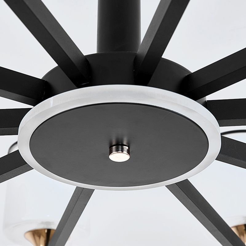 Modern Black Chandelier Metal Multi Light Chandelier Pendant with Glass for Living Room