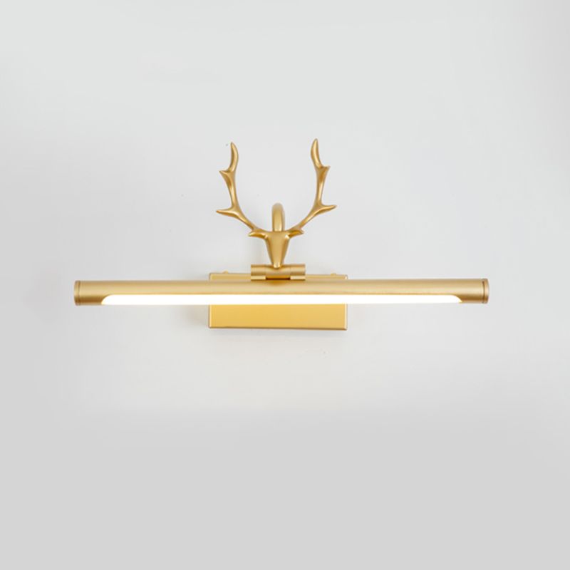 LED Copper Mirror Lamp American Retro Style Bathroom Toilet Antler Mirror Light Fixture