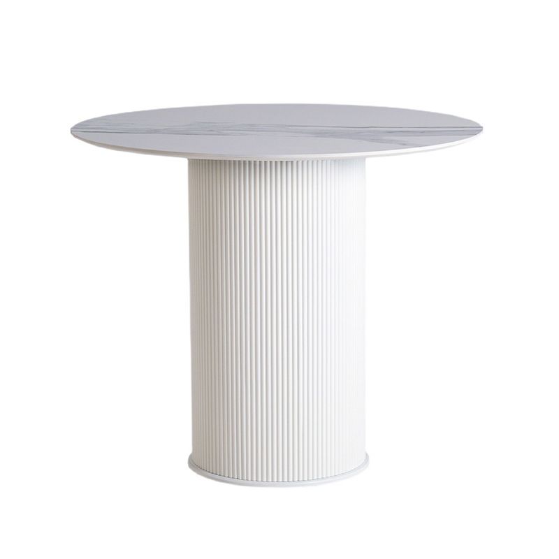Round Top Dining Table Contemporary Table with Pedestal Base in White