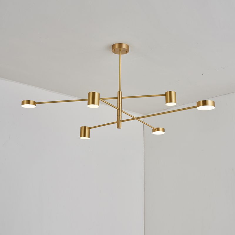 Luci del lampadario in metallo a forma di cilindro moderni apparecchi di illuminazione lampadario in oro