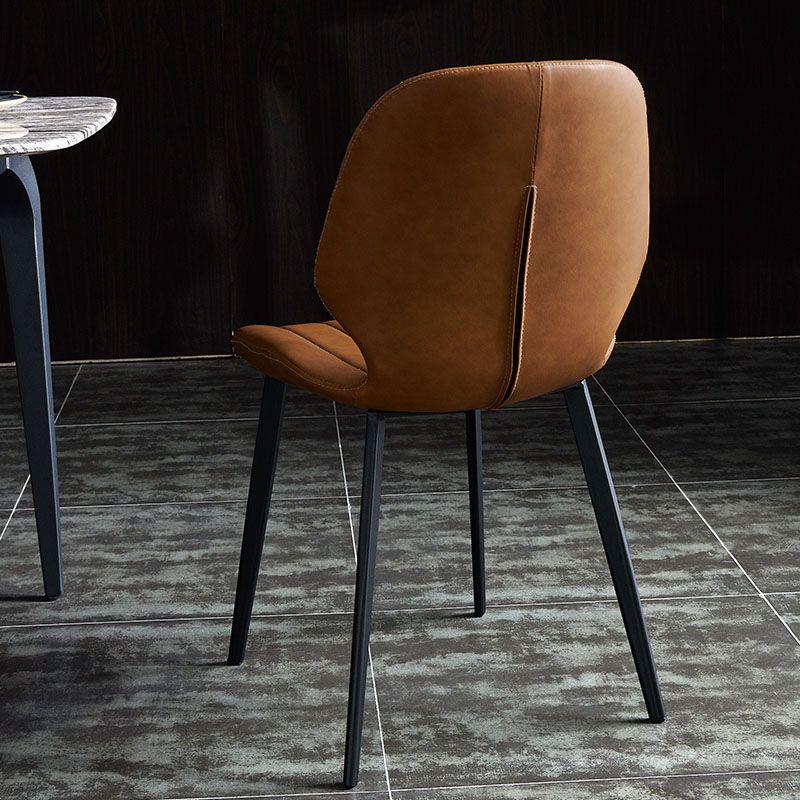Silla de comedor contemporánea, silla lateral de metal sin brazos para cocina