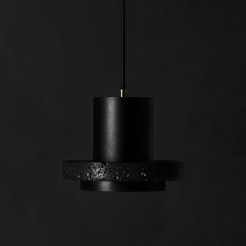 Black Hat Shaped Pendant Lighting Nordic 1 Bulb Lava Stone Suspension Light Fixture
