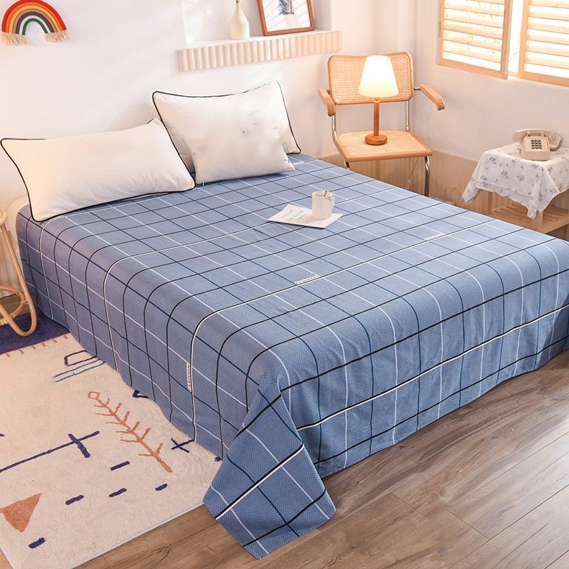 Modern Style Bed Sheet Striped Print Ultra-Soft Breathable Bed Sheet