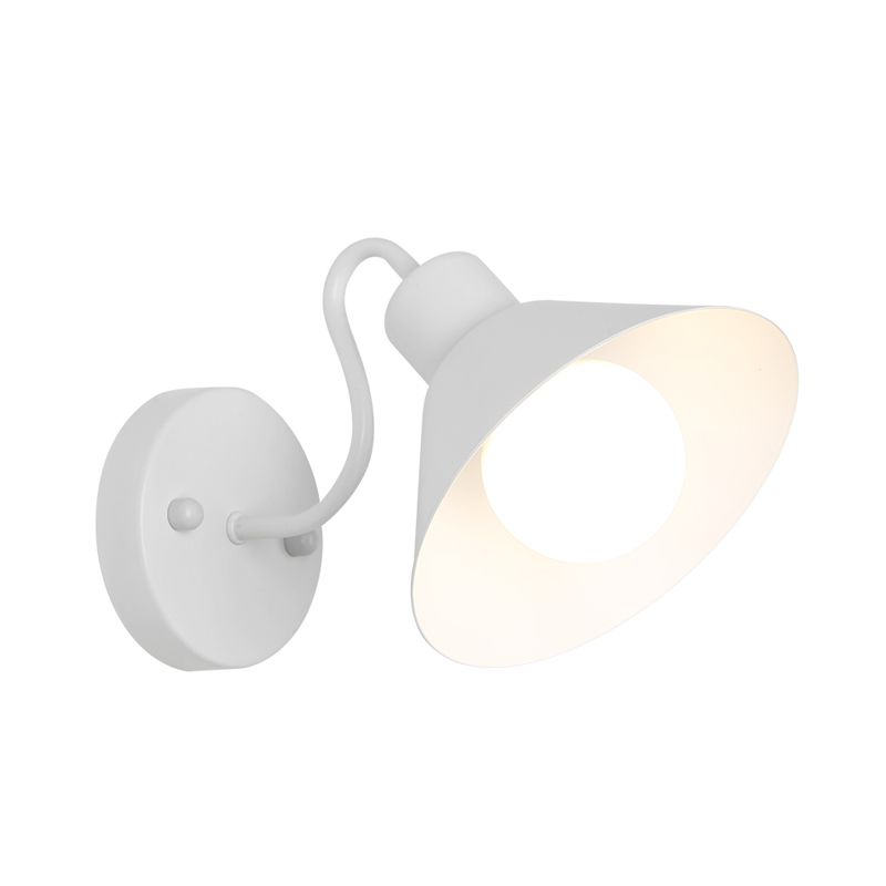 1 Light Bedroom Wall Lamp Industrial Style White/Black Sconce Light Fixture with Cone Metal Shade