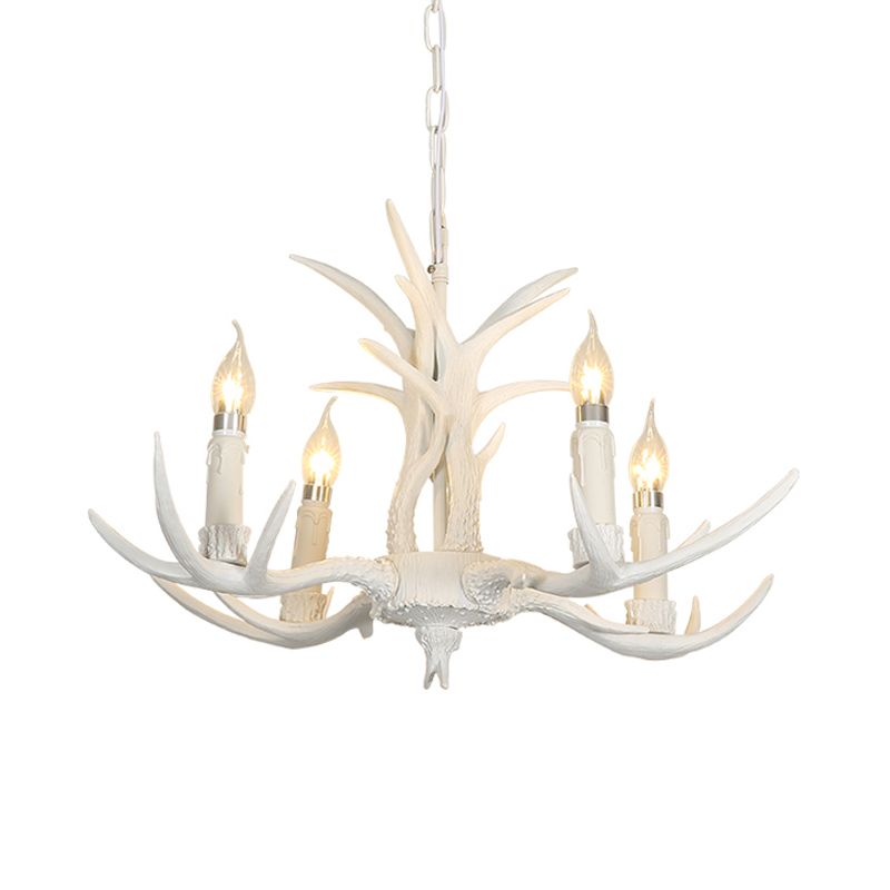 Résine White Hanging Chandelier Bougie 4/8 Bulbes Prendants Traditional Prendant Lightture for Chadow
