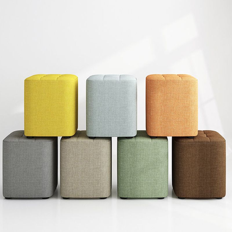 Square Pouf Ottoman Solid Color Tufted Fabric Fade Resistant Contemporary Pouf