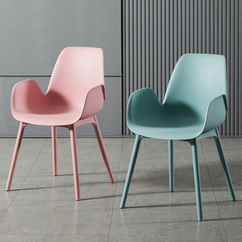 Scandinavian Style Arm Dining Chairs Plastic Home Dining Side Chair