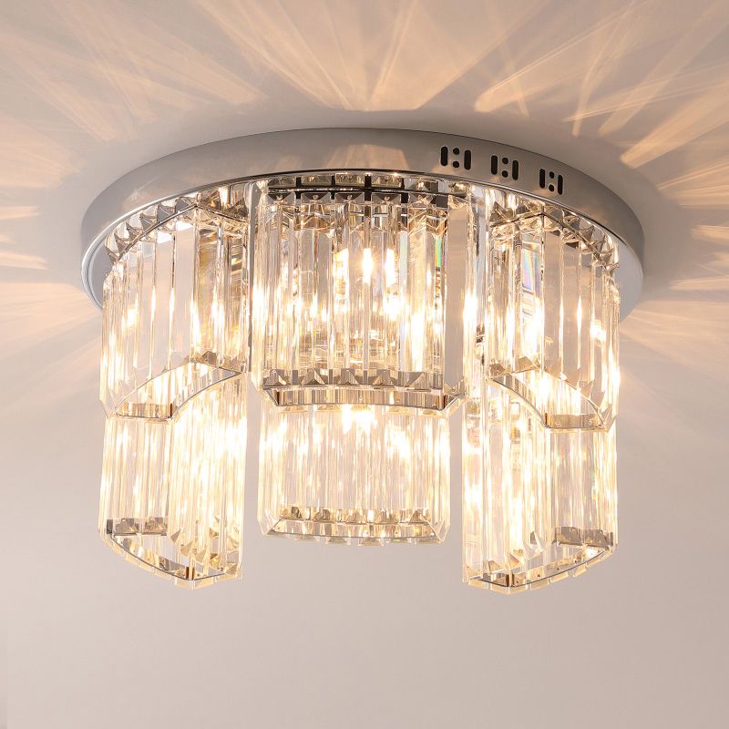 18 "/23.5" W Jagged Block Flush Mount Lamp eigentijds 6/9-Licht helder kristallen slaapkamer plafondlicht
