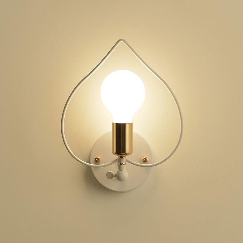 Metal Star/Flower/Loving Heart Wall Lamp Simple Style 1 Light Wall Mounted Lighting in White for Study Room