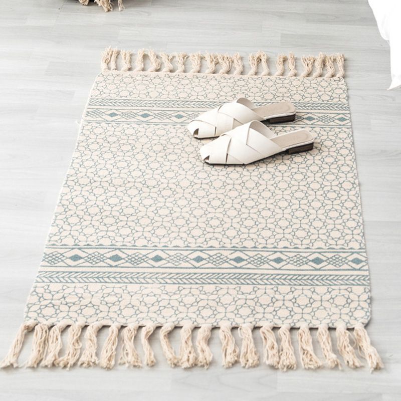 Rapis boho multi-couleurs Mélange de coton Southwestern Modèle Tapis à main le tapis lavable de machine à main avec gland pour la décoration