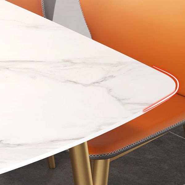 Glam Rectangle Dining Table Set 1/3/4/5 Pieces Dinette Set with White Sintered Stone Top