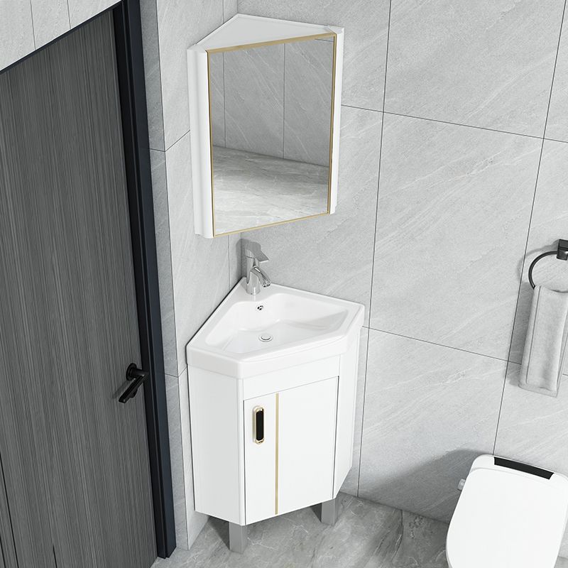 Triangular Vanity Set Single Sink Glam Corner Vanity with Soft Close Door