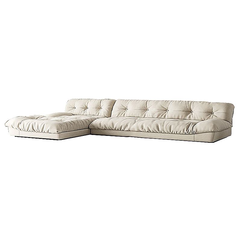 Modern Tufted Back Sofa Sectional Cream Armless Sofa and Chiase