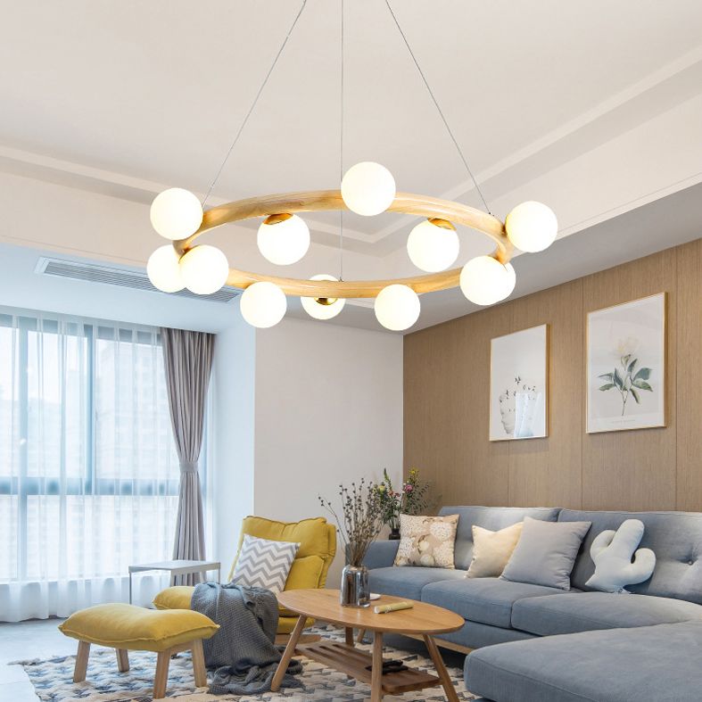 Lampada del lampadario contemporaneo a golf lampada a sospensione in legno per soggiorno