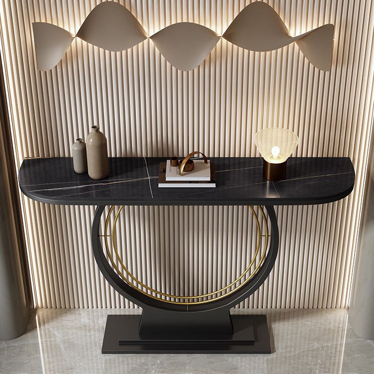 Modern Half Moon Console Accent Table Antique Finish Console Sofa Table