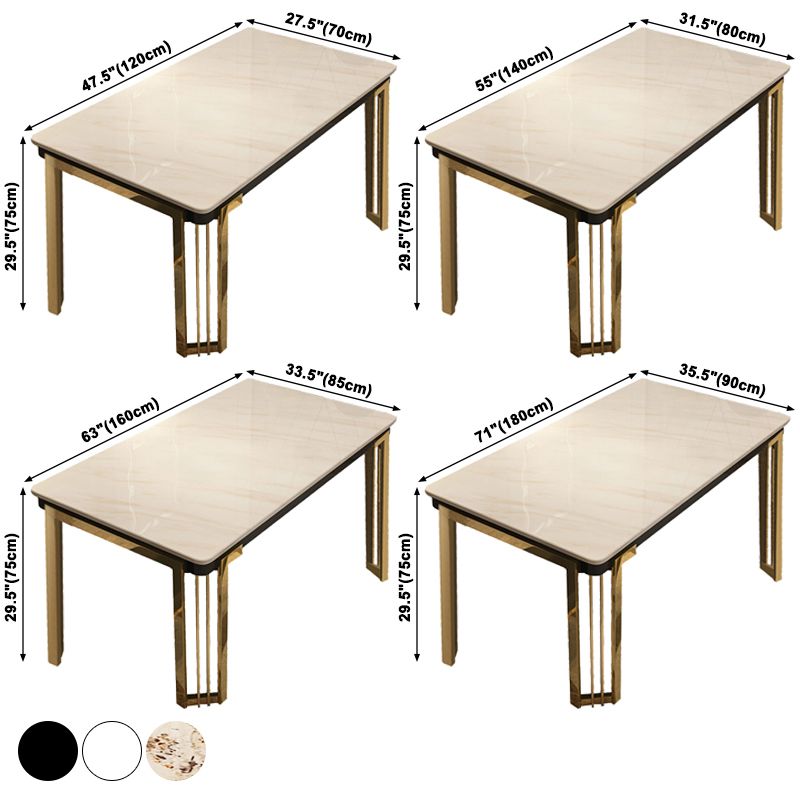 Metall traditionelles Luxus -Rechteck -Innentisch Sintered Stone Tisch mit Beinen