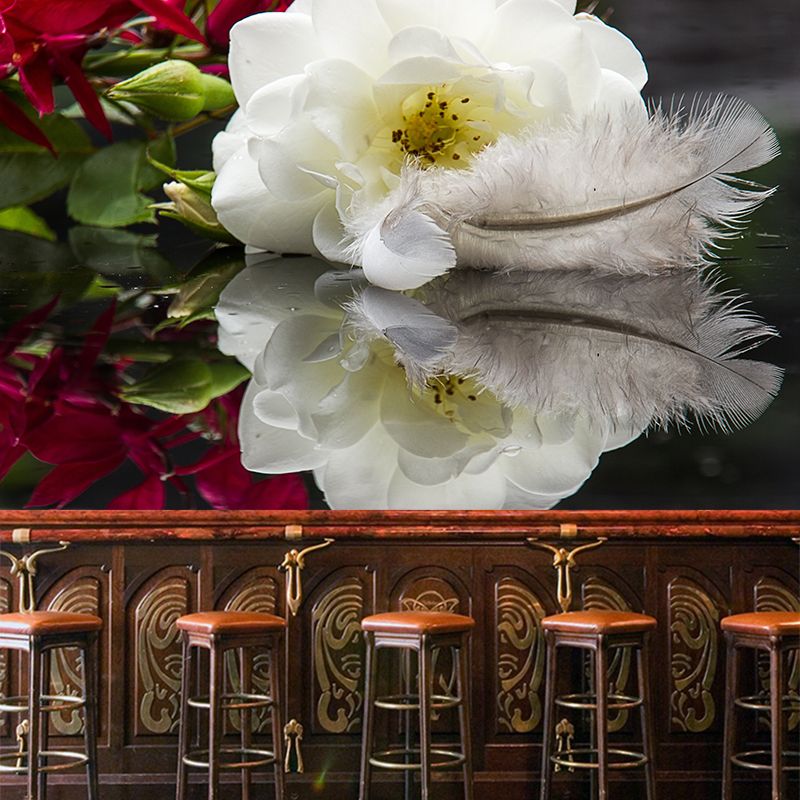 Photography Horizontal Light Feather Mural Wallpaper Wall Covering for Dining Room