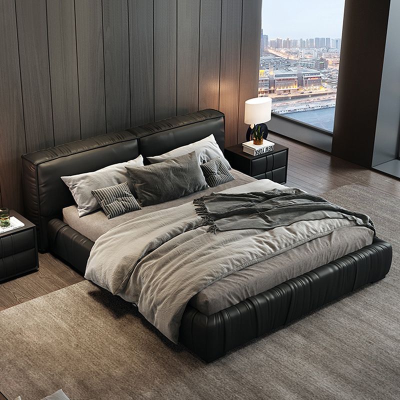 Contemporary Solid Wood with Headboard Rectangular Panel Bed Frame