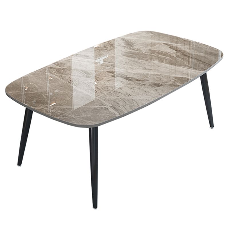 Stone Rectangle Dining Table Modern Metal Black Frame Tripod Dining Table