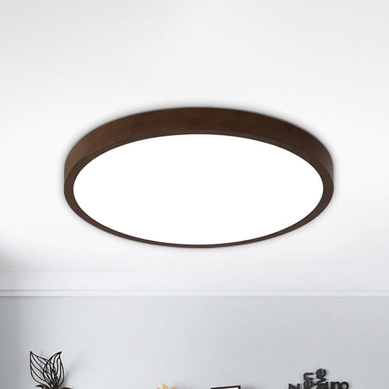 Luz empotrada de techo redonda marrón nórdica, iluminación empotrada de madera LED de 12 "/ 16"/19,5 "de ancho en luz cálida/blanca/natural