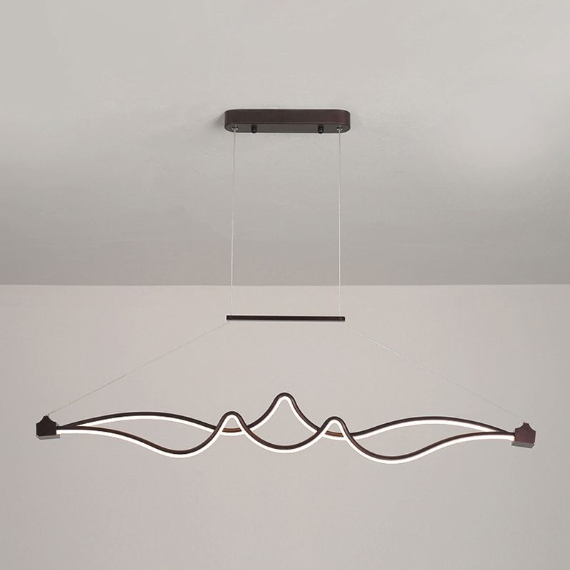 Nordic Aluminum Island Light Linear 2 Lights LED Island Pendant for Dining Room