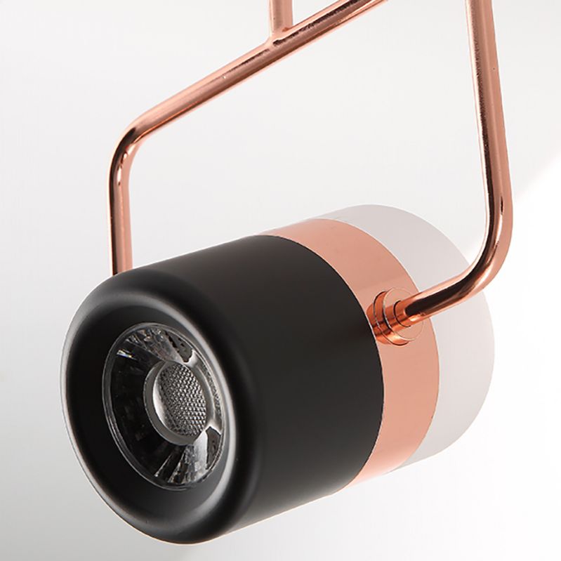 Modern Aluminum Track Light Cylinder Multi-Head Restaurant Hanging Lamp with Acrylic Shade