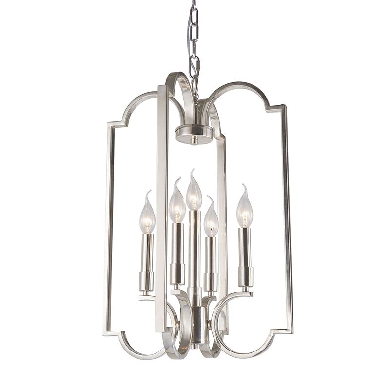 5 Lights Metal Pendant Chandelier Classic Silver Candle Dining Room Hanging Ceiling Fixture