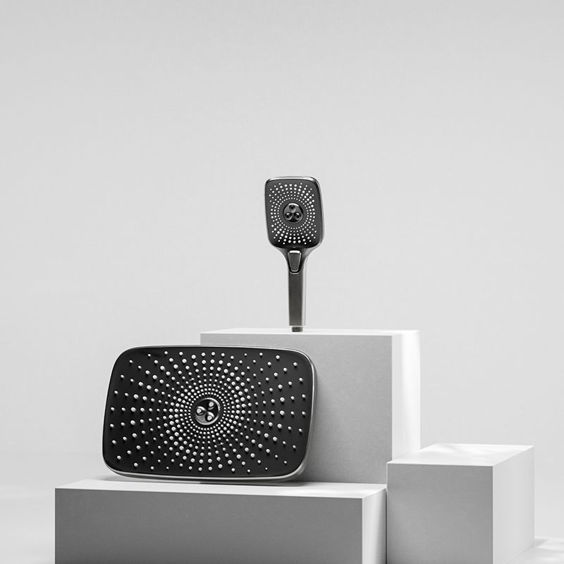 Modern Brass Shower Set 2 Shower Heads Shower Faucet in Gray and White