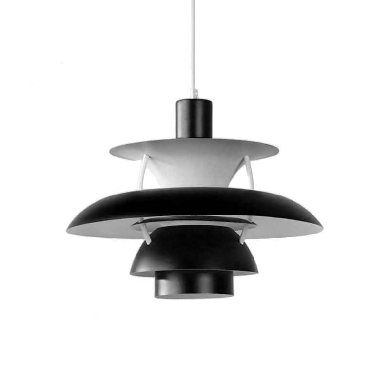 Designer gelaagde hanglamp metalen schaduw 1 licht hangend plafondlicht met hangsnoer