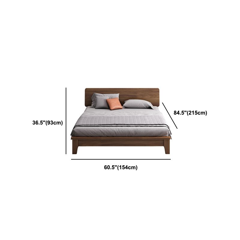 Brown 36.61" High Panel Bed with Storage Walnut Bed with Headboard