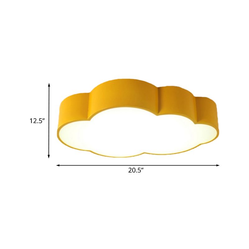 Cloud Iron Flush Ceiling Light Contemporary LED Yellow/Blue Flush Mount Lighting Fixture for Kids Bedroom, 20.5"/24.5" Long