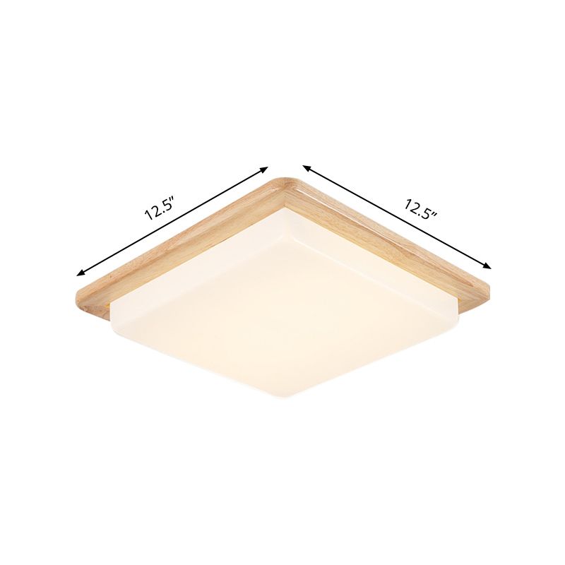 12.5"/14"/18"/22" Wide Japanese Style Square Ceiling Light Wood LED Flush Mount Light in Warm/White Light for Bedroom