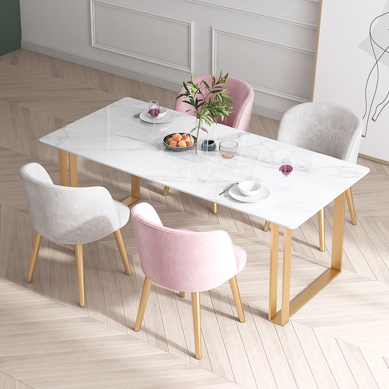 Scandinavian Sintered Stone Dining Table Set White Rectangle Dining Set for Home Use