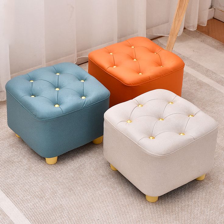 Solid Color Leather Standard Stool Modern Style Simple Household Square Stool