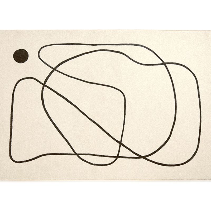 White Modern Carpet Abstract Pattern Polyester Area Rug Easy Care Backing Rug for Home Decor