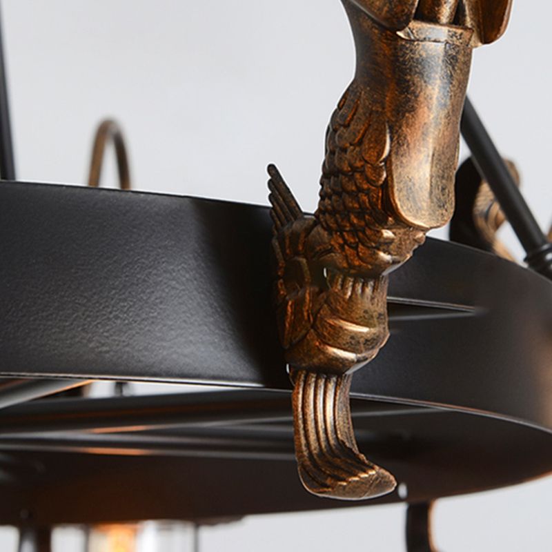 Metal Pendant Lighting Fixture Vintage Black Shaded Restaurant Chandelier Pendant Light