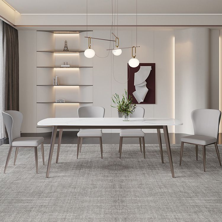 Nordic Style 1/4/5/7 Pieces Dining Set Sintered Stone Dining Table Set with Metal Legs