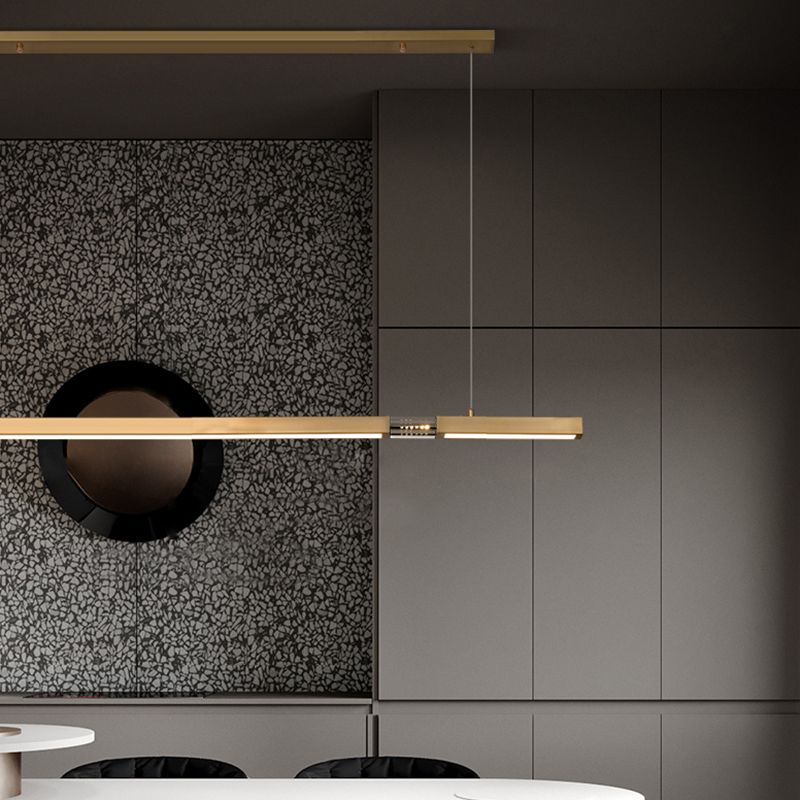 Moderne Rechteckinselinsel Kronleuchter 1-Licht-LED-Anhänger Beleuchtungskörper mit Kristall