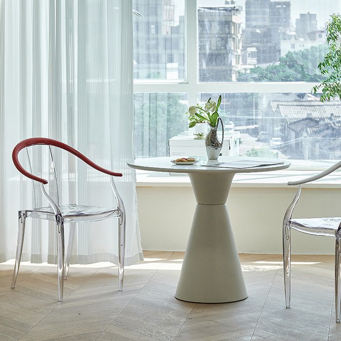 Slat Back Dining Side Chair Contemporary Plastic Dining Arm Chair