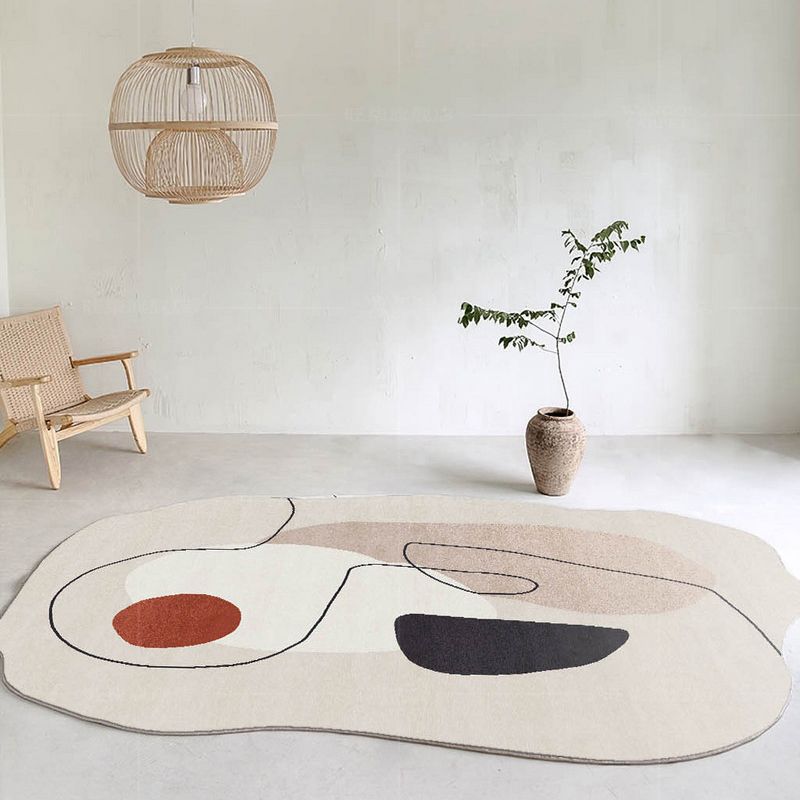 Contemporary Gray Tone Rug Polyester Carpet Stain Resistant Novelty Shape Carpet for Living Room