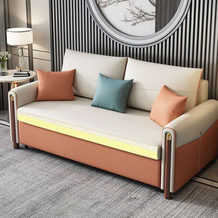 Modern Square Arm Sofa Futon Foldable Pillow Included Loveseat