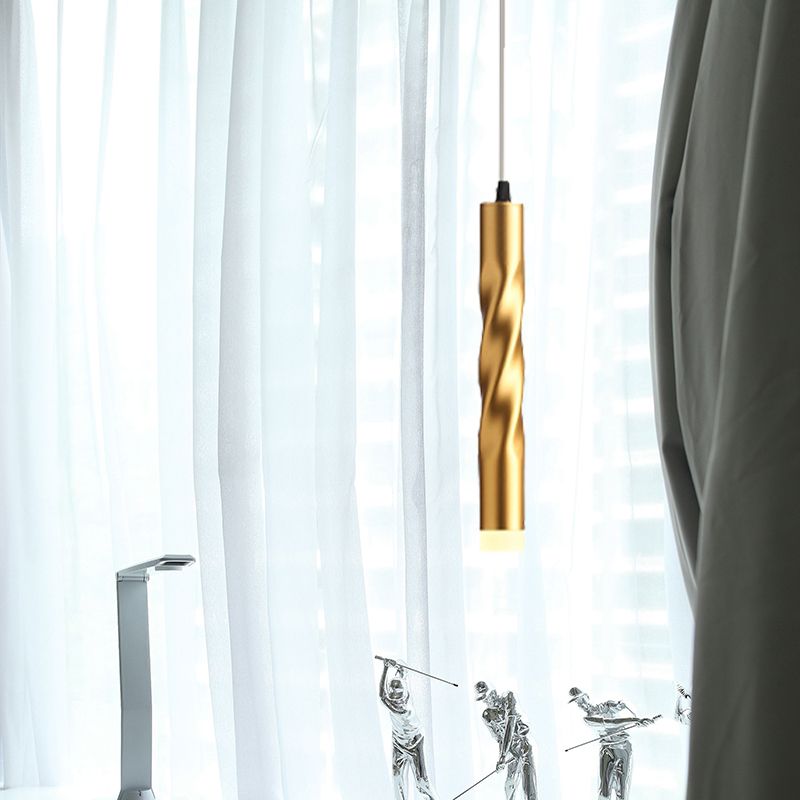 Modern Rope Shape Hanging Light Metal One Light Gold Finish Mini Pendant Lamp for Stair Kitchen