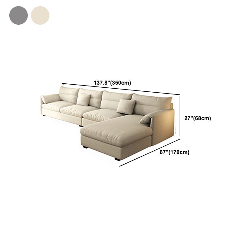 Nordic Square Arm Sofa & Chaise Loose Back Cushions Sofa - 26.77" H