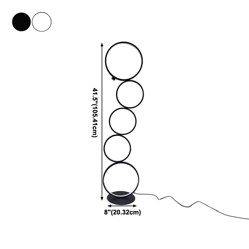 5 Light Circles Floor Lamp Contemporary Metal Standard Lamps for Living Room