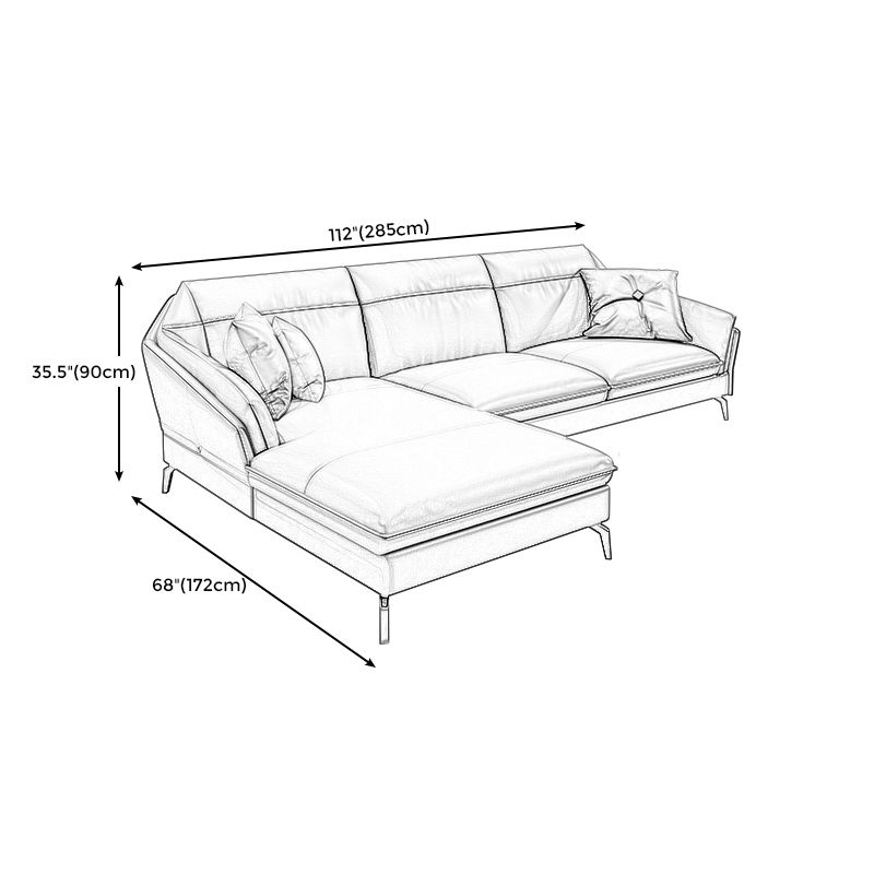 Contemporary Genuine Leather Sewn Pillow Back Sofa 35.43"High Flared Arm Sofa,Dark Brown