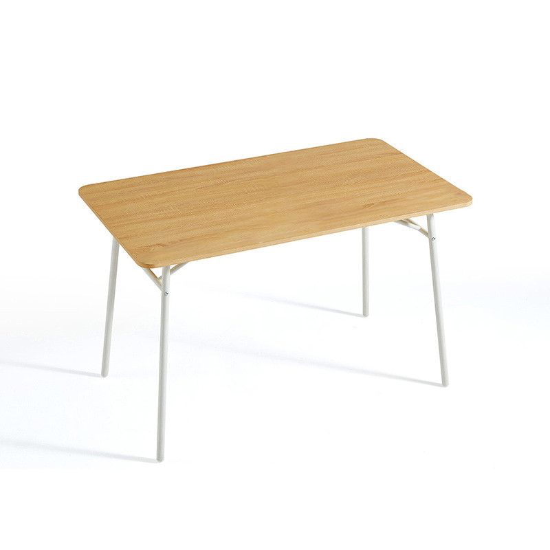 Contemporary Rectangular Wooden Dining Table with Steel Legs for 4 People