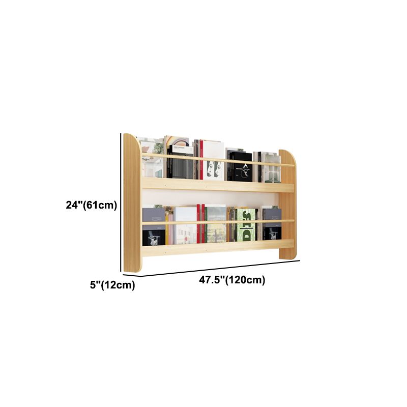 Contemporary Wall Unit Bookshelf Natural Pine Wood Bookcase for Bedroom