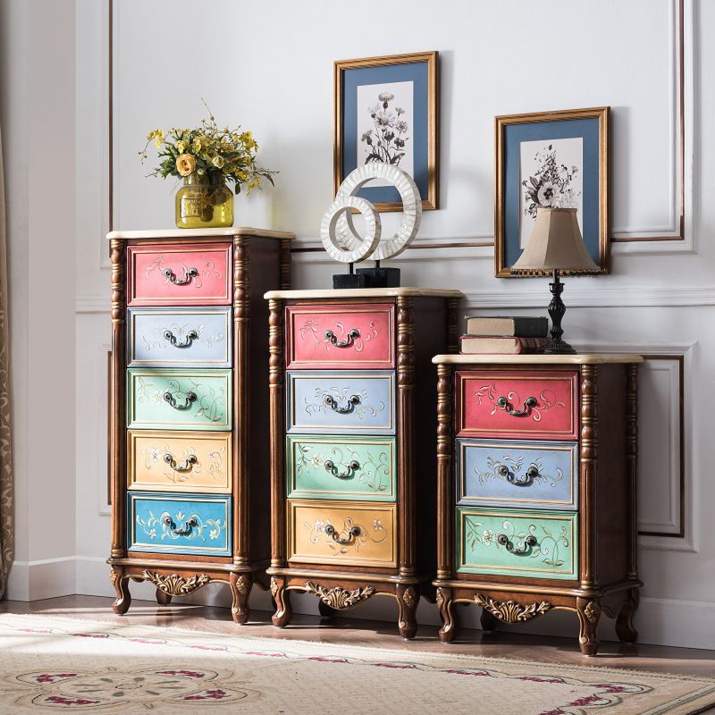 Traditional Style Lingerie Chest Vertical Storage Chest with 3 / 4 Drawers