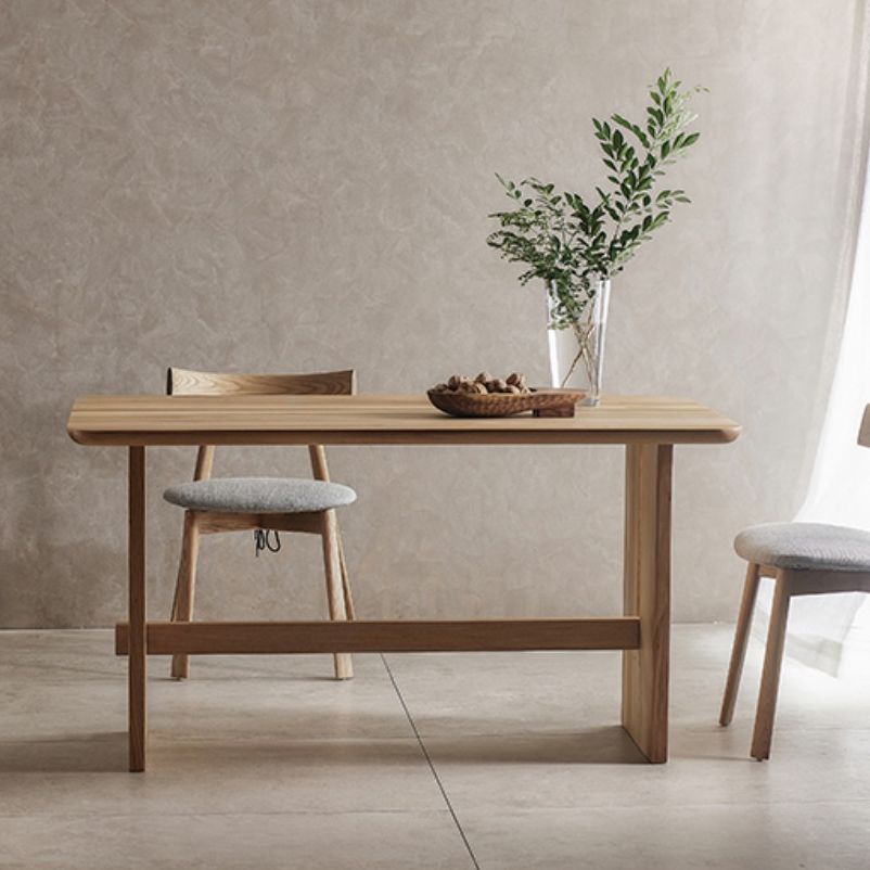 Modern Rectangle Trestle Dining Table Natural Ash Wood Table