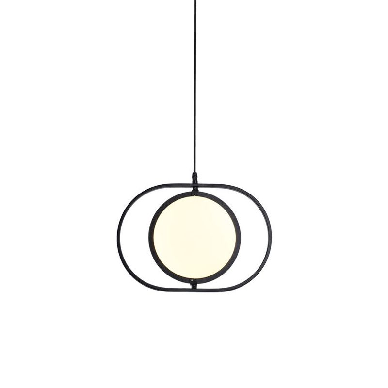 LED simple LED Lampe à suspension métallique noire verticale / horizontale A réglable Éclairage pendant à disque avec cadre de capsule